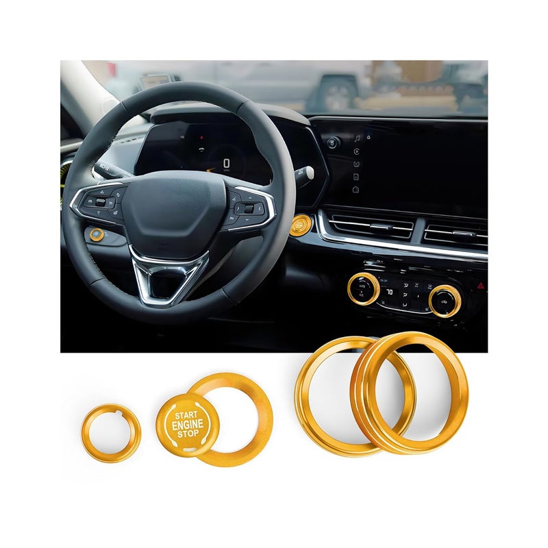 Polodunn for 2020-2025 2026 Chevrolet Trailblazer Accessories & 2024-2025 2026 Chevy Trax Accessories, 5pcs Aluminum Alloy Knob Covers Trim Set - Air Conditioning, Headlight & Push Start (Gold) - Image 1
